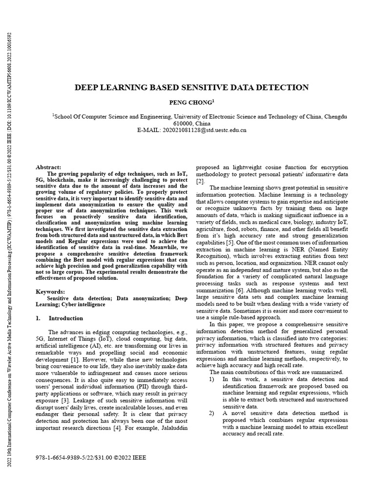 Deep Learning Based Sensitive Data Detection | PDF | Machine Learning ...