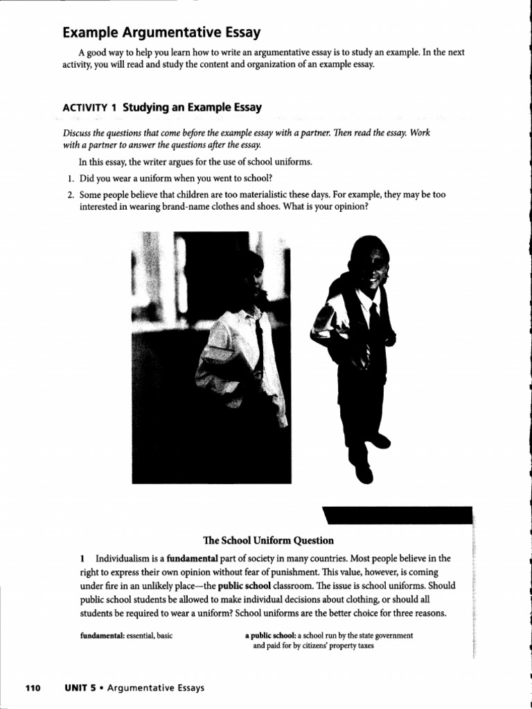 Argumentative Essay - Example Task | PDF