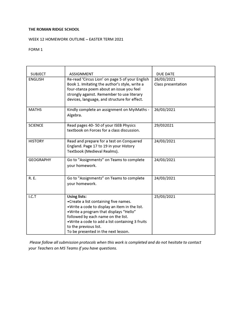 F1 Week 12 Homework Outline - Easter Term 2021 | PDF