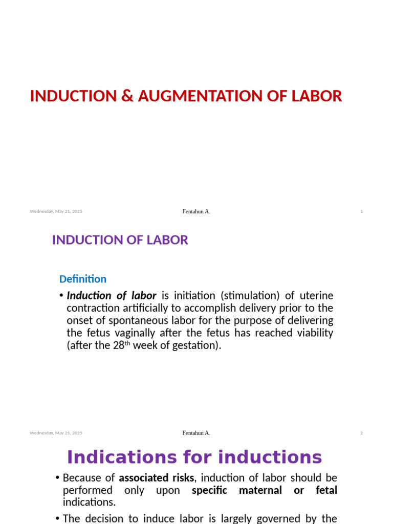 Induction and Augmentation of Labor Guide | PDF | Childbirth | Medical ...
