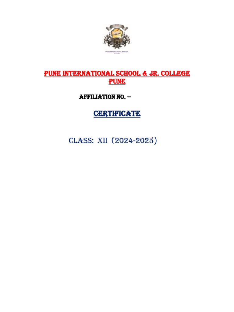 PIS Certificate and Cover Page | PDF