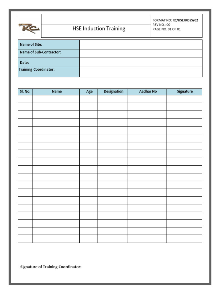 HSE Induction Training for RDSS Project | PDF