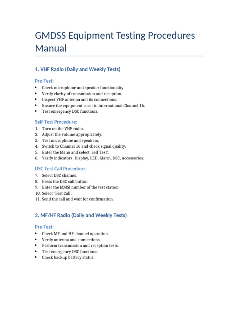 GMDSS Equipment Testing Guidelines | PDF | Radio Technology ...