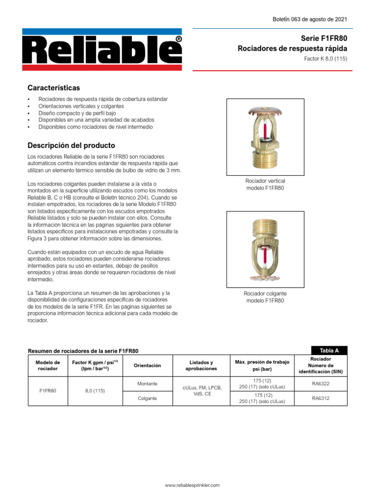 063 Spanish | PDF | Sistema de rociadores contra incendios | Tornillo