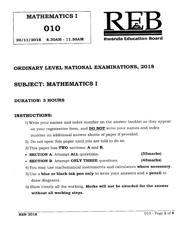 2018 Mathematics I OL | PDF