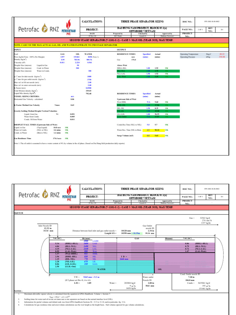 Second Stage Separator Sizing Analysis | PDF | Liquids | Gases