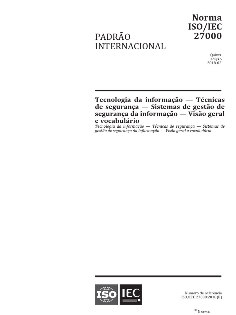 Visão Geral da ISO/IEC 27000:2018 | PDF | Segurança da informação ...