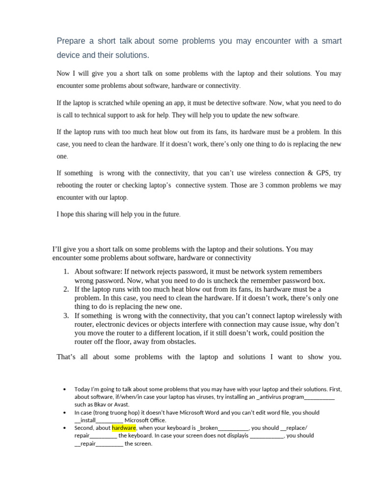 Laptop Issues and Solutions Guide | PDF | Computer Engineering ...