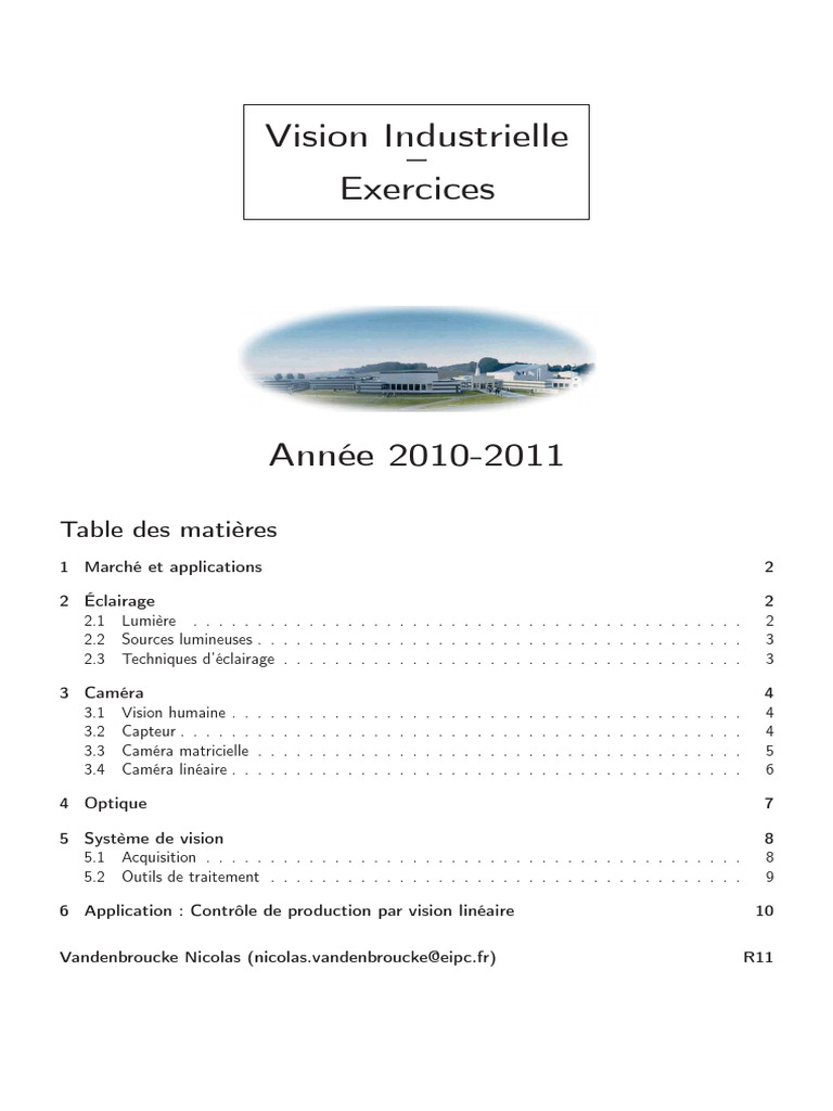 Exercices de Vision Industrielle 2010-2011 | PDF | Couleur | Lumière