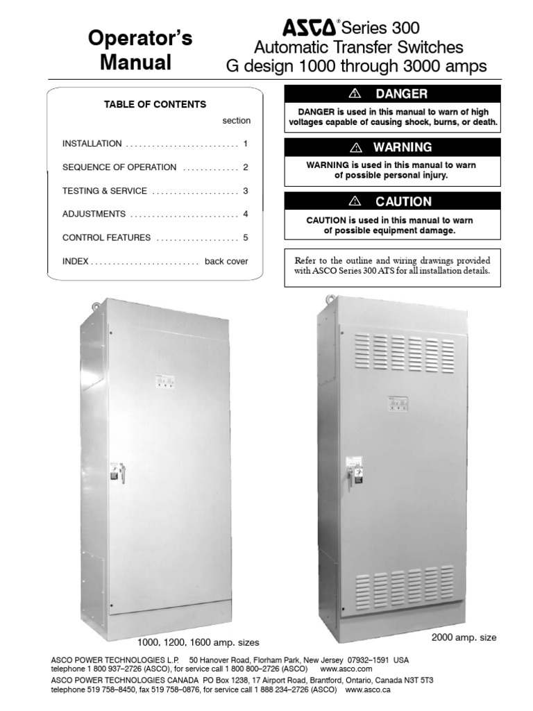 ASCO Series 300 ATS Operator Manual | PDF | Relay | Switch