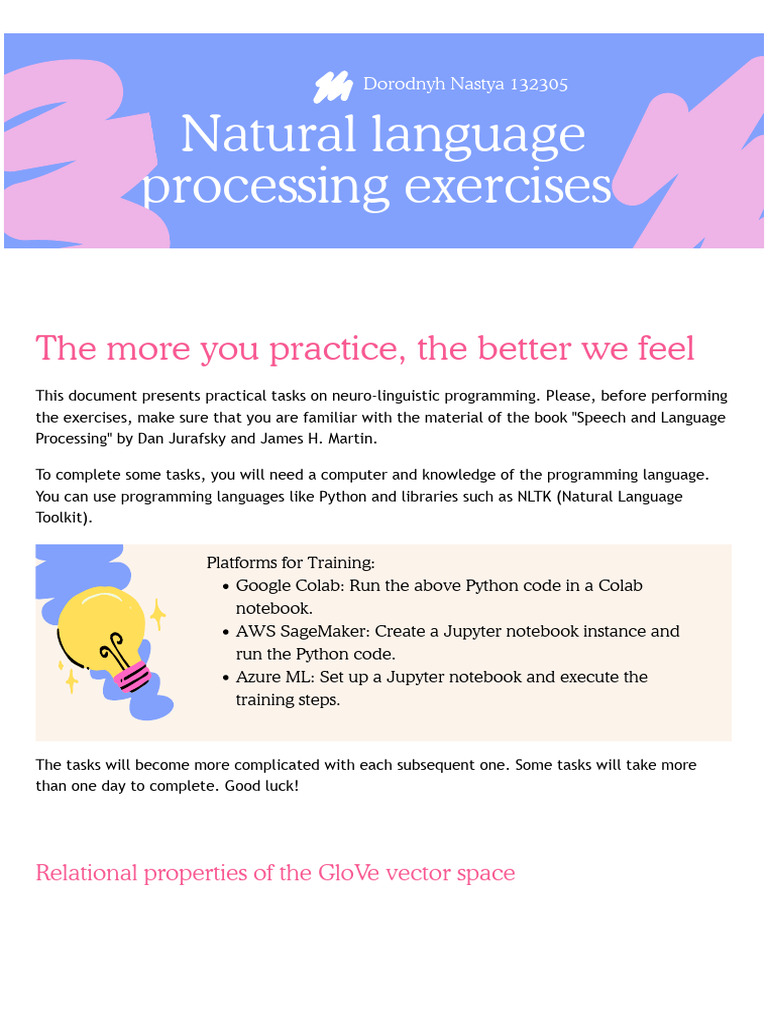 NLP Programming Exercises Guide | PDF