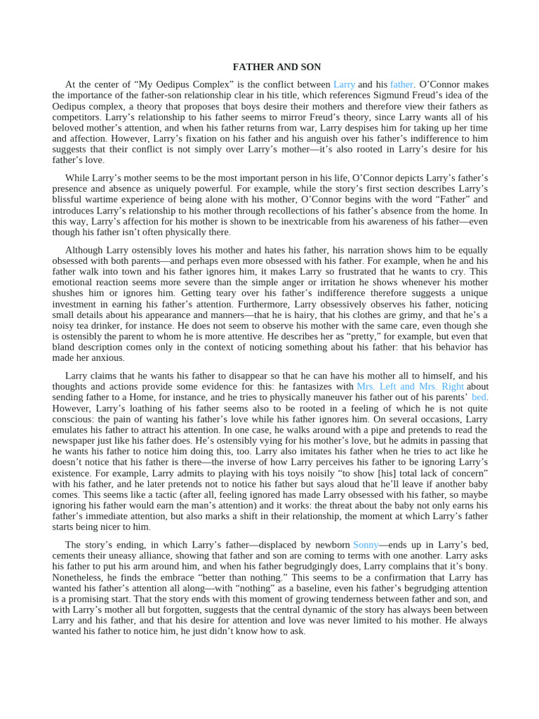 My Oedipus Complex Themes | PDF | Empathy | Oedipus Complex