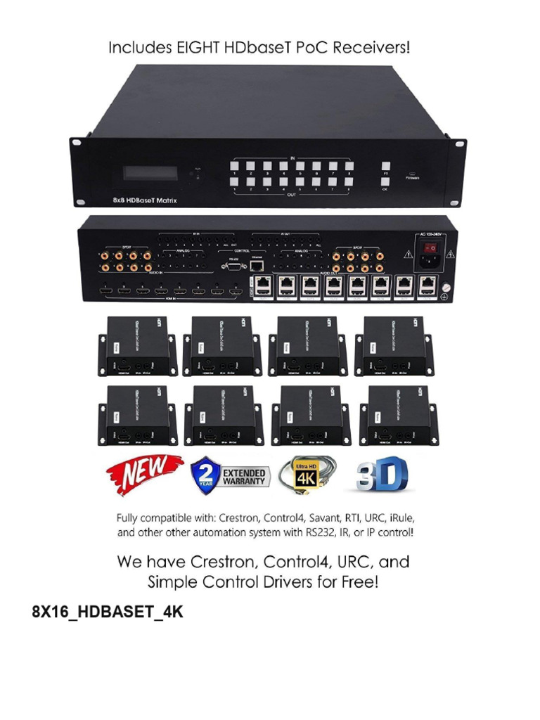 4K 8x16 HDbaseT Matrix Switcher | PDF | Hdmi | Apple Tv