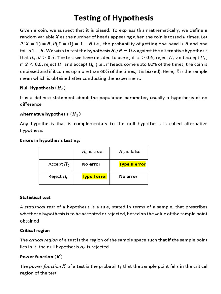 Hypothesis Testing for Coin Bias | PDF | Statistical Theory | Statistics