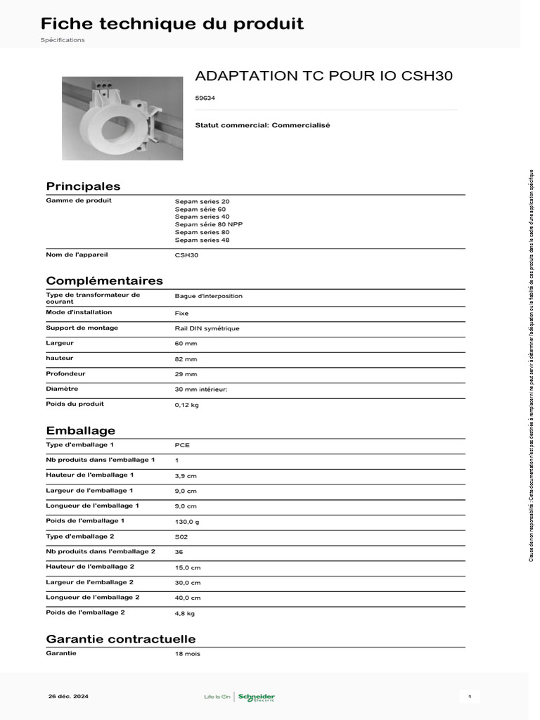 Adaptation TC pour CSH30 - Spécifications | PDF