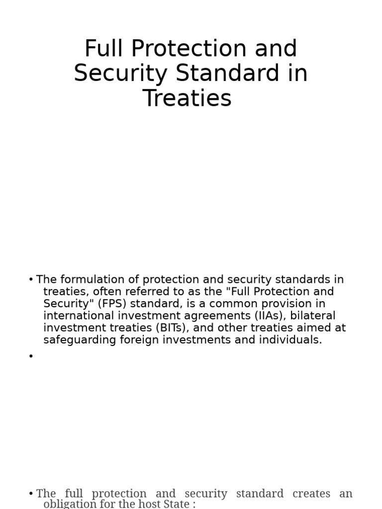 Full Protection and Security Standards | PDF | Treaty | International Law