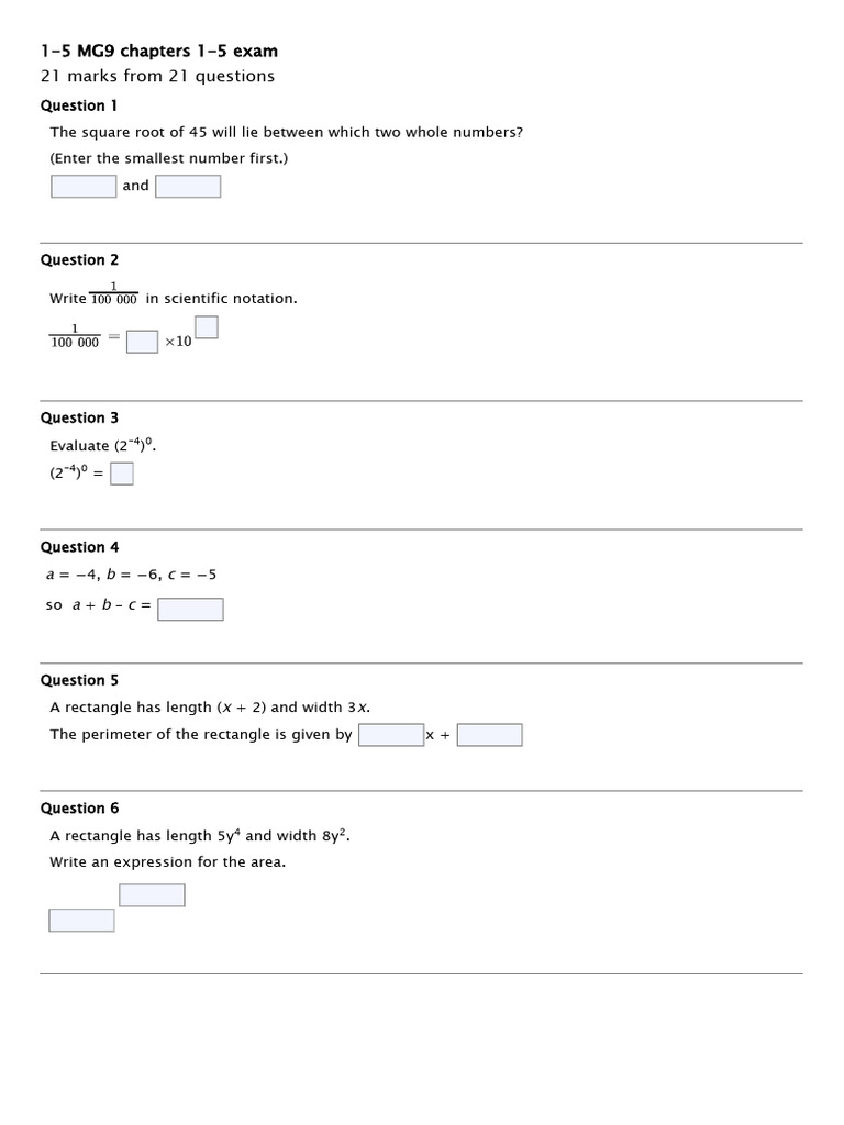 MG9 Exam Review: Chapters 1-5 Questions | PDF