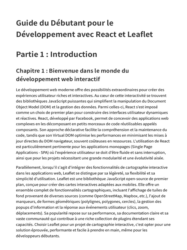 Débuter avec React et Leaflet | PDF | JavaScript | Modèle d'objet de ...