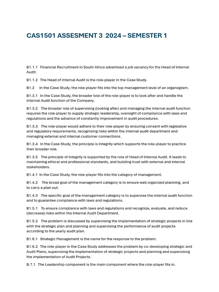 Assessment 3 - 16 Apr 2024 | PDF | Internal Audit | Plagiarism