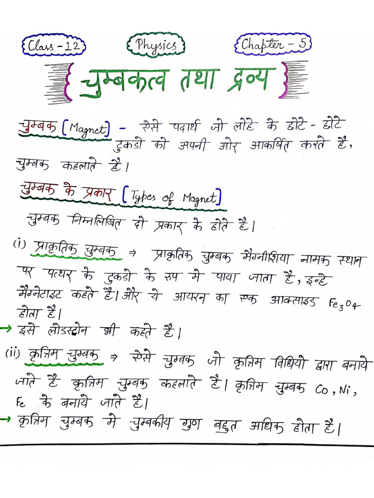 CH 05 चुंबकत्व तथा द्रव्य | PDF