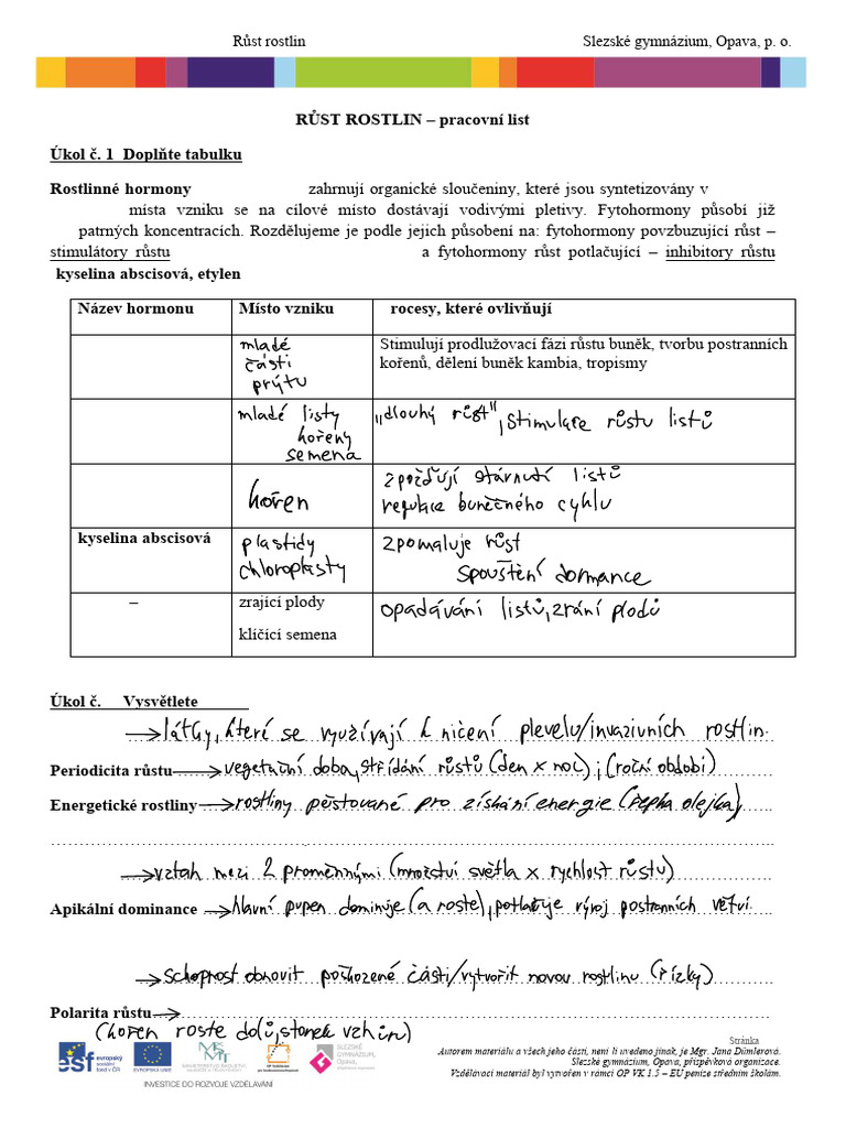 Růst A Vývoj Rostlin | PDF