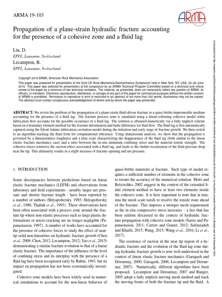 Propagation of A Plane-Strain Hydraulic Fracture Accounting | PDF ...