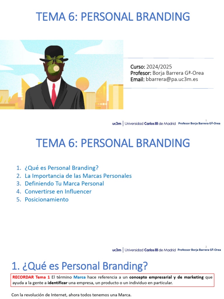Tema 6 - Personal Branding | PDF | Marca | Gestión de la marca