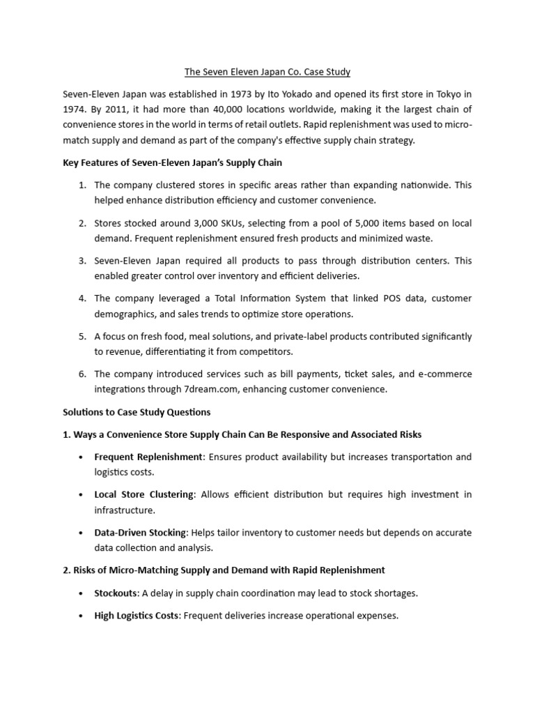 Umamah Hussain-Seven Eleven Case Study | PDF | Inventory | Logistics