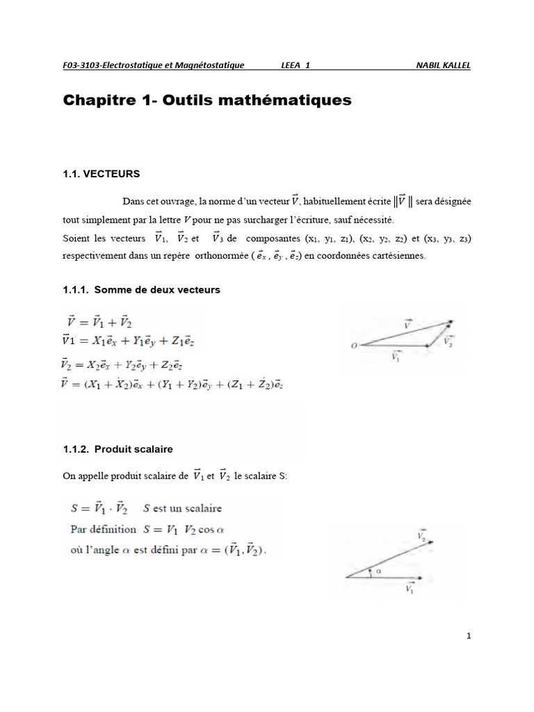 Outils mathématiques en électrostatique | PDF | Scalaire (mathématiques ...