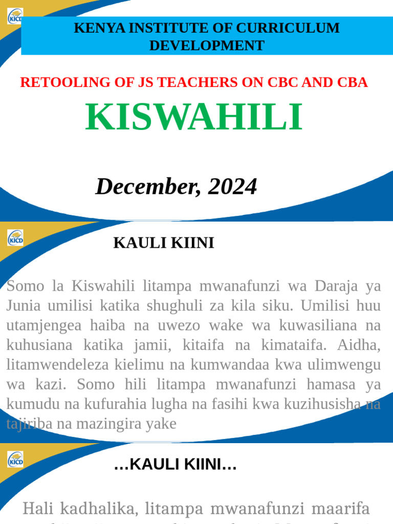 Edited Kiswahili JS Retooling 30.11.2024 | PDF