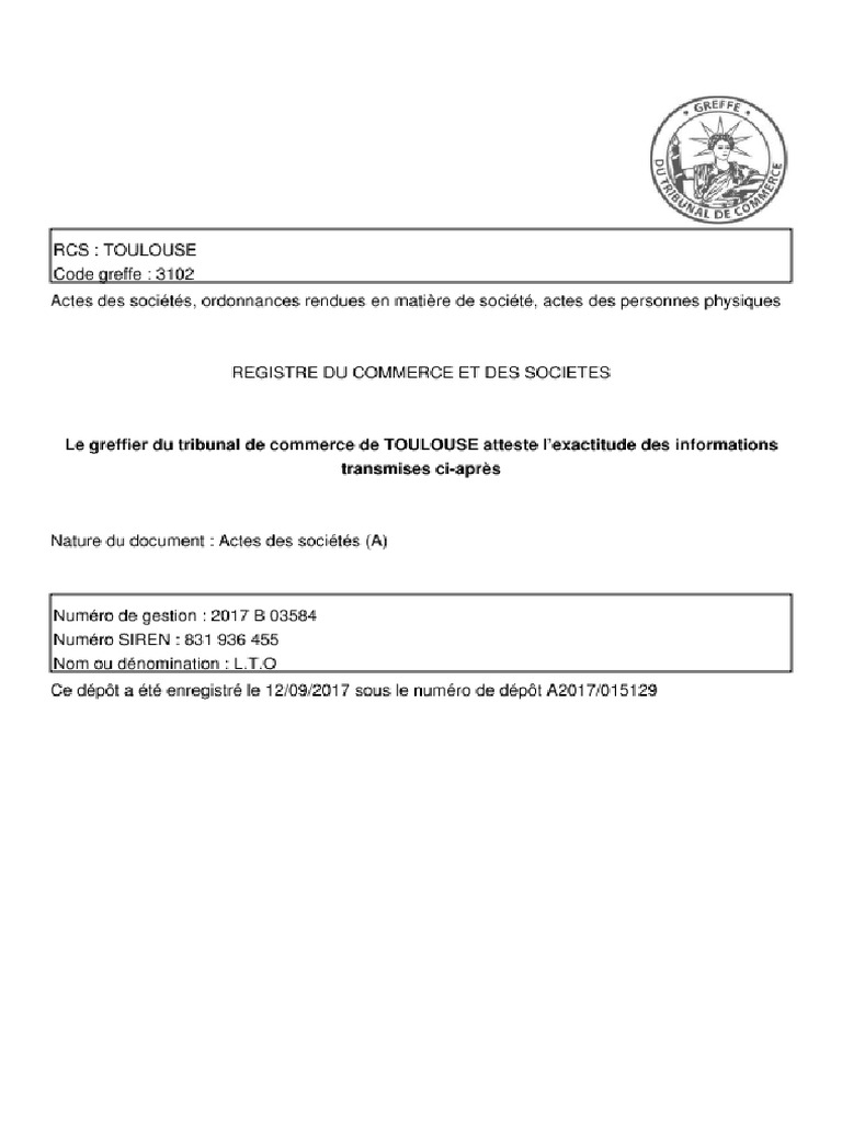 L.T.O - Attestation de Dépôt Des Fonds | PDF