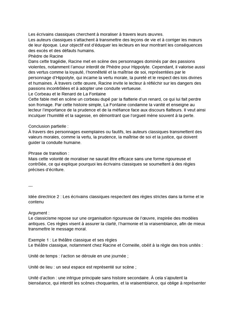 Classicisme : Morale et Rigueur Formelle | PDF