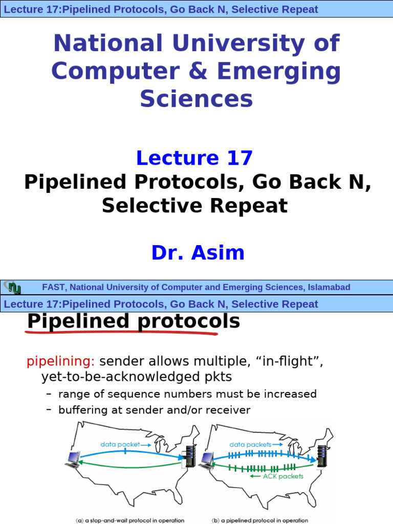 Lecture 17-Pipelined Protocols Go Back N Selective Repeat | PDF ...