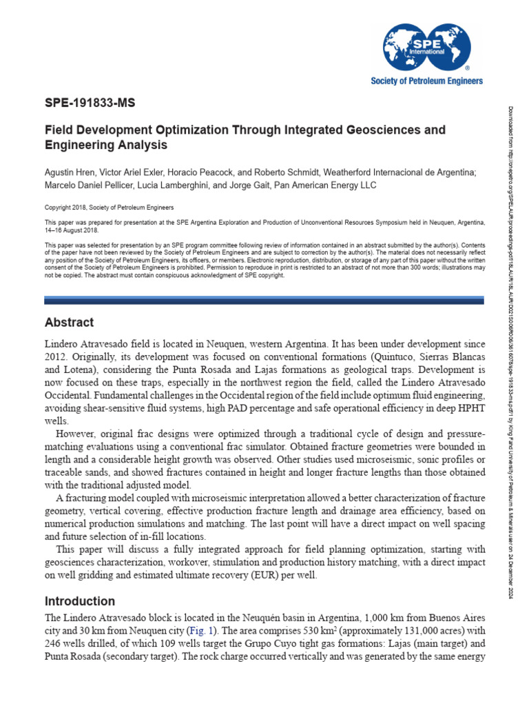 Field Development Optimization in Neuquén | PDF | Petroleum Reservoir ...