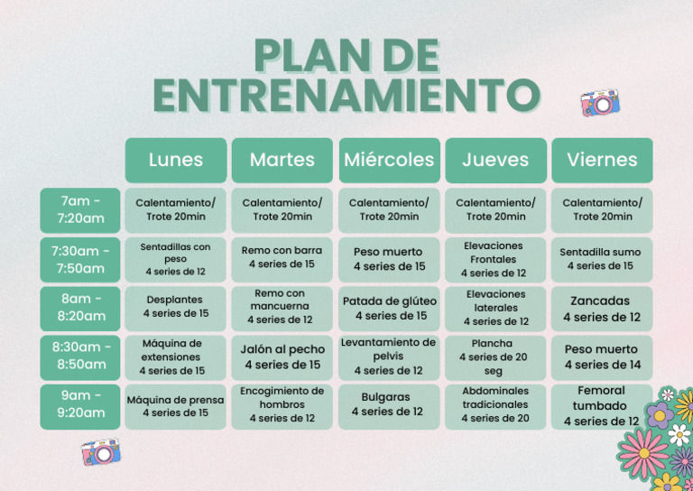 Plan de Entrenamiento Semanal Detallado | PDF