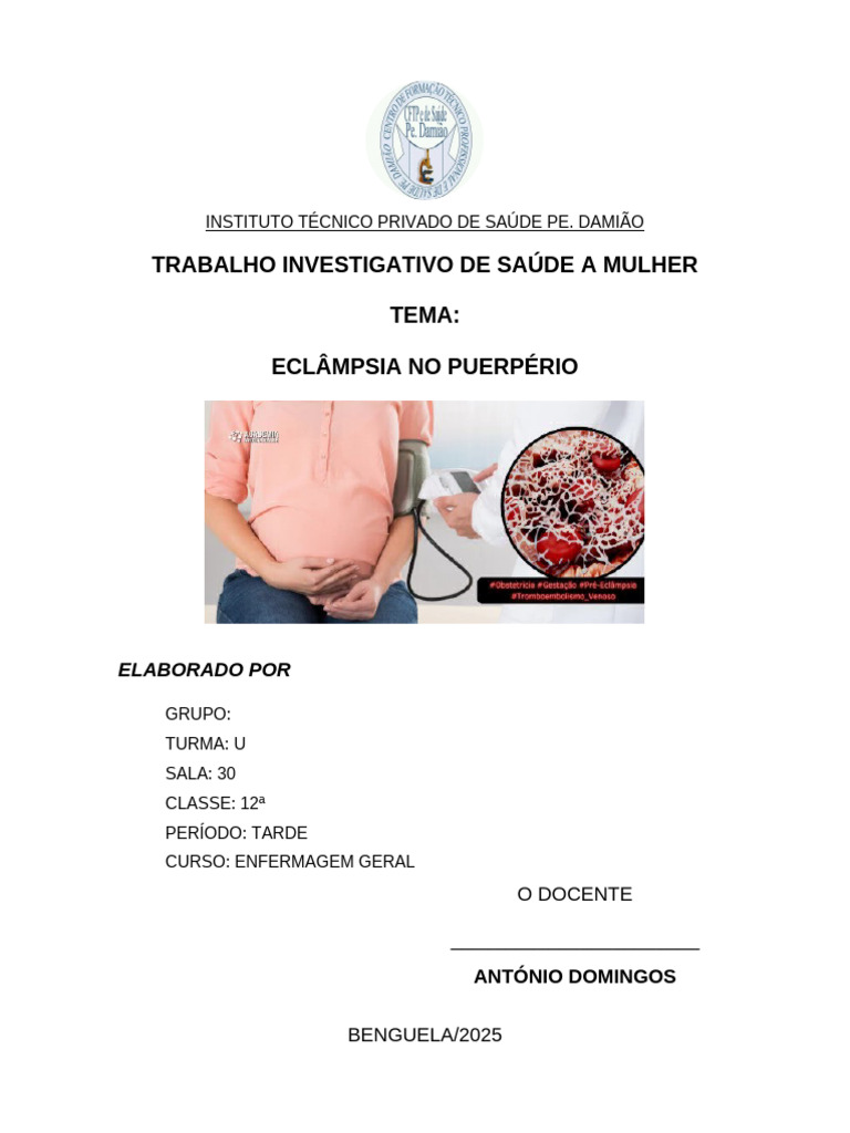 Eclâmpsia no Puerpério: Causas e Cuidados | PDF | Hipertensão | Gravidez