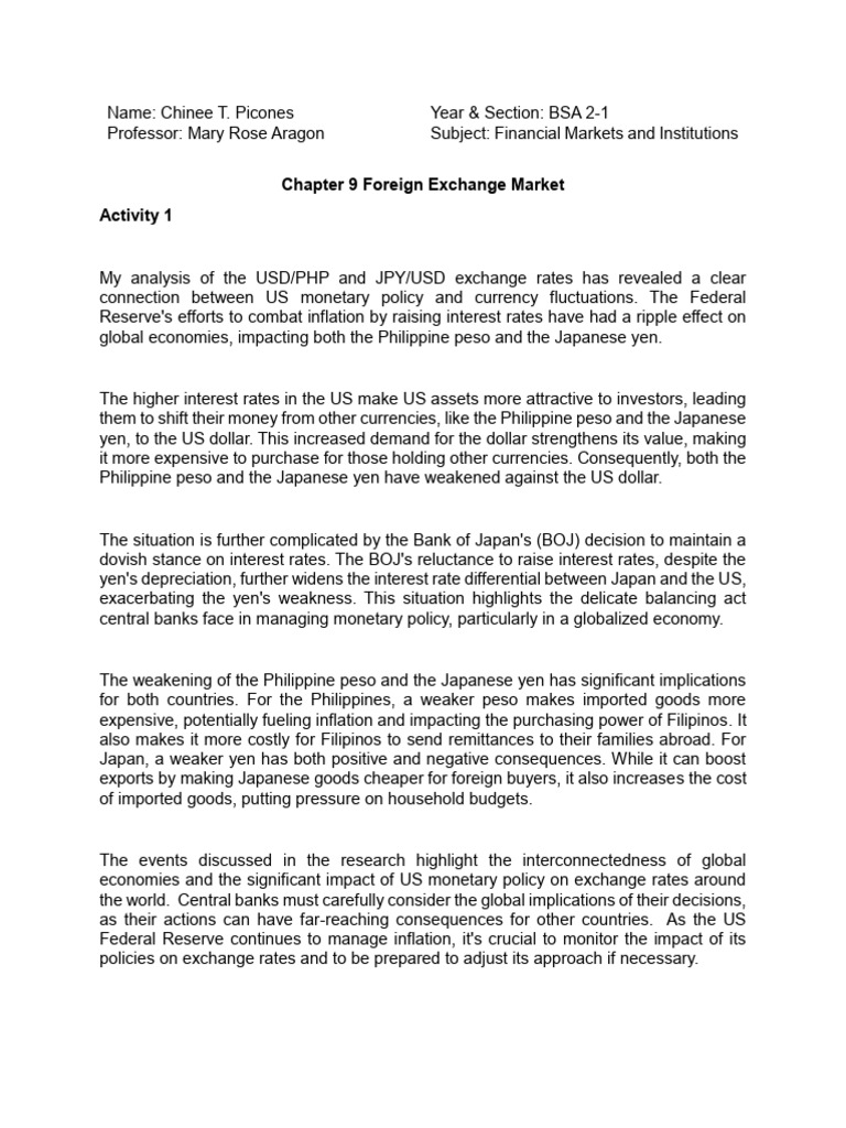 Impact of US Monetary Policy on FX Rates | PDF | Japanese Yen | Bank Of ...