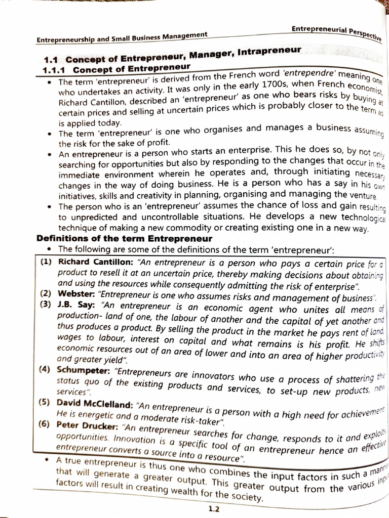 Entrepreneurship and Small Business Management Chapter 1 ...