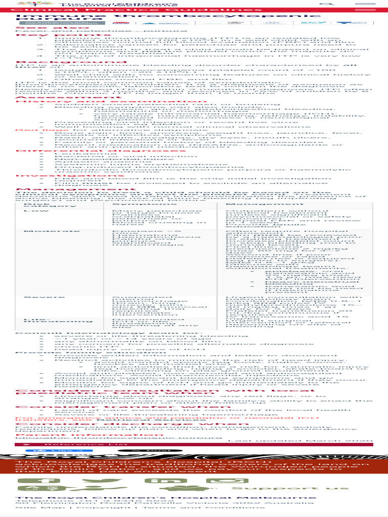 Immune Thrombocytopenic Purpura Guide | PDF | Medicine | Medical ...