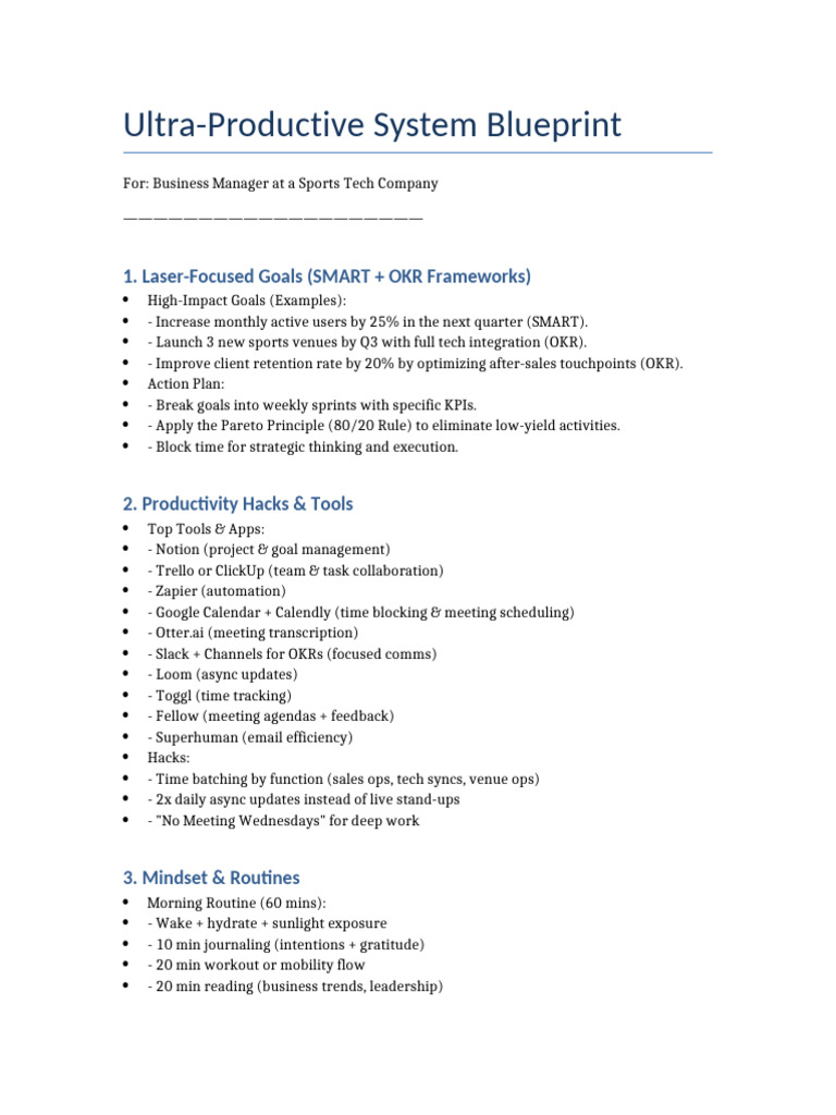 Ultra-Productive System for Managers | PDF | Time Management ...