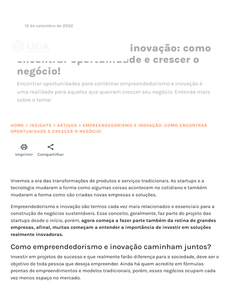 Entenda A Relação Entre Empreendedorismo e Inovação | PDF ...