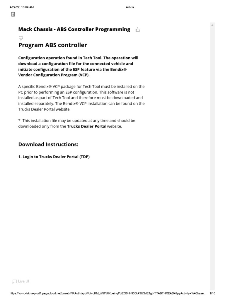 MC-10211031-0001 (Mack Chassis - ABS Controller Programming | PDF ...