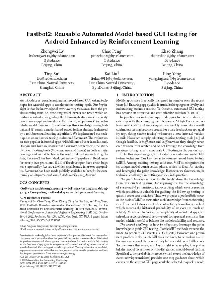 Fastbot2: Automated GUI Testing for Android | PDF | Mobile App ...