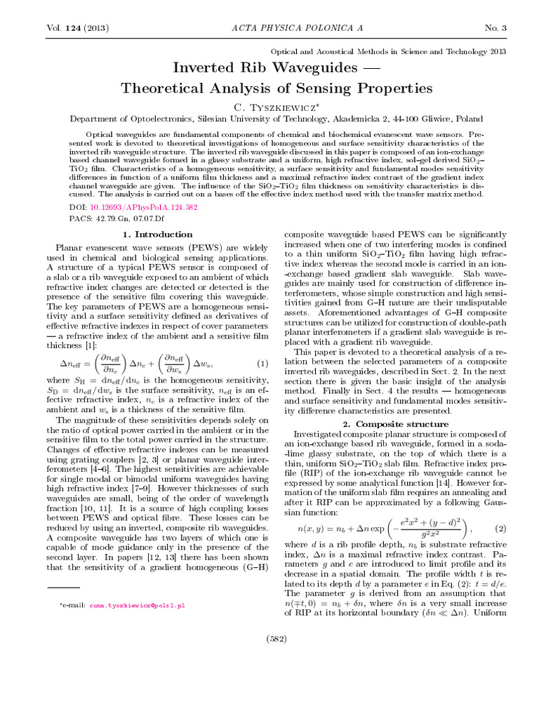 Inverted Rib Waveguides Theoretical | PDF | Waveguide | Optics