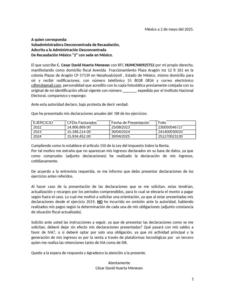 Solicitud de aclaración ante el SAT | PDF | México | Gobierno