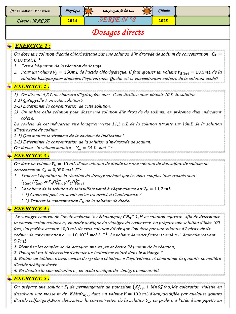 Dosages acido-basiques en chimie analytique | PDF | Titrage | Chimie