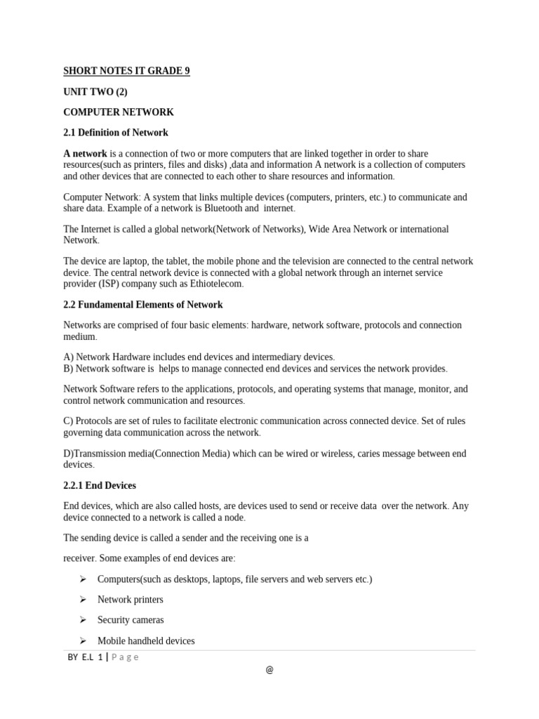 Grade 9 ICT: Computer Networking Overview | PDF | Computer Network ...