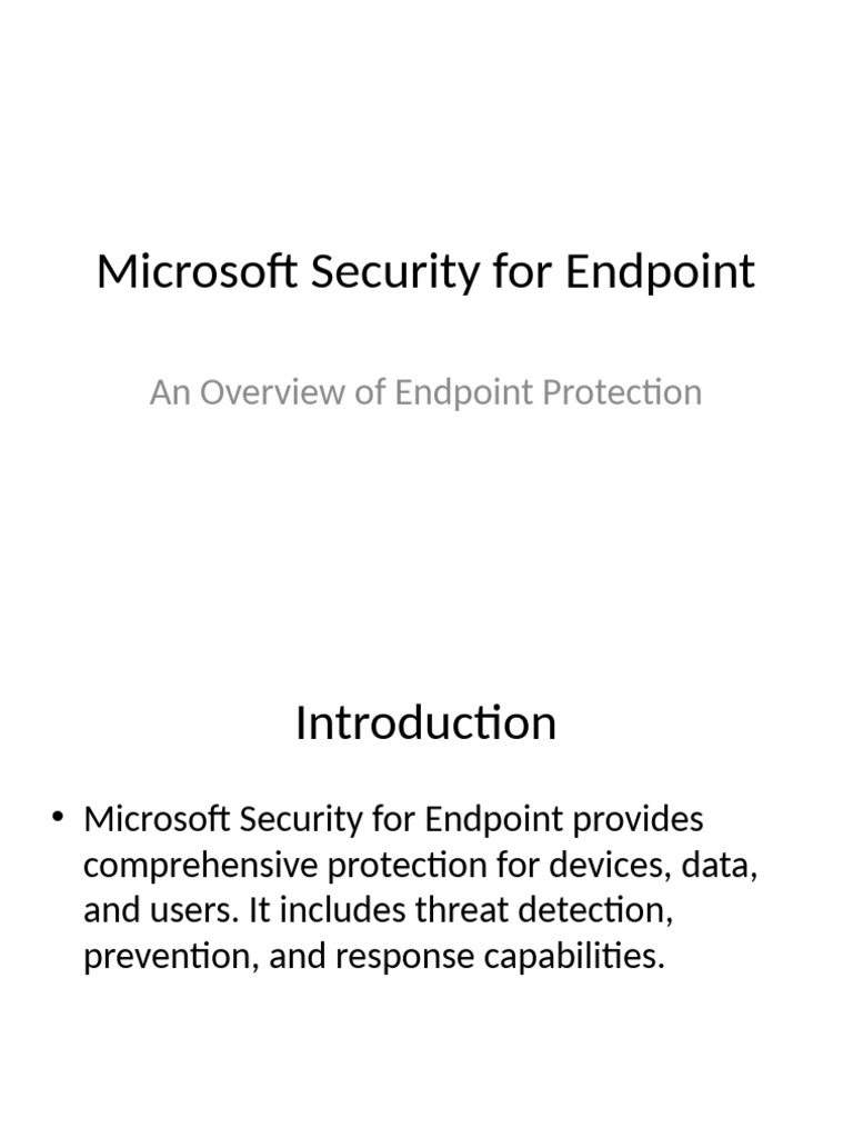 Microsoft Endpoint Security Overview | PDF