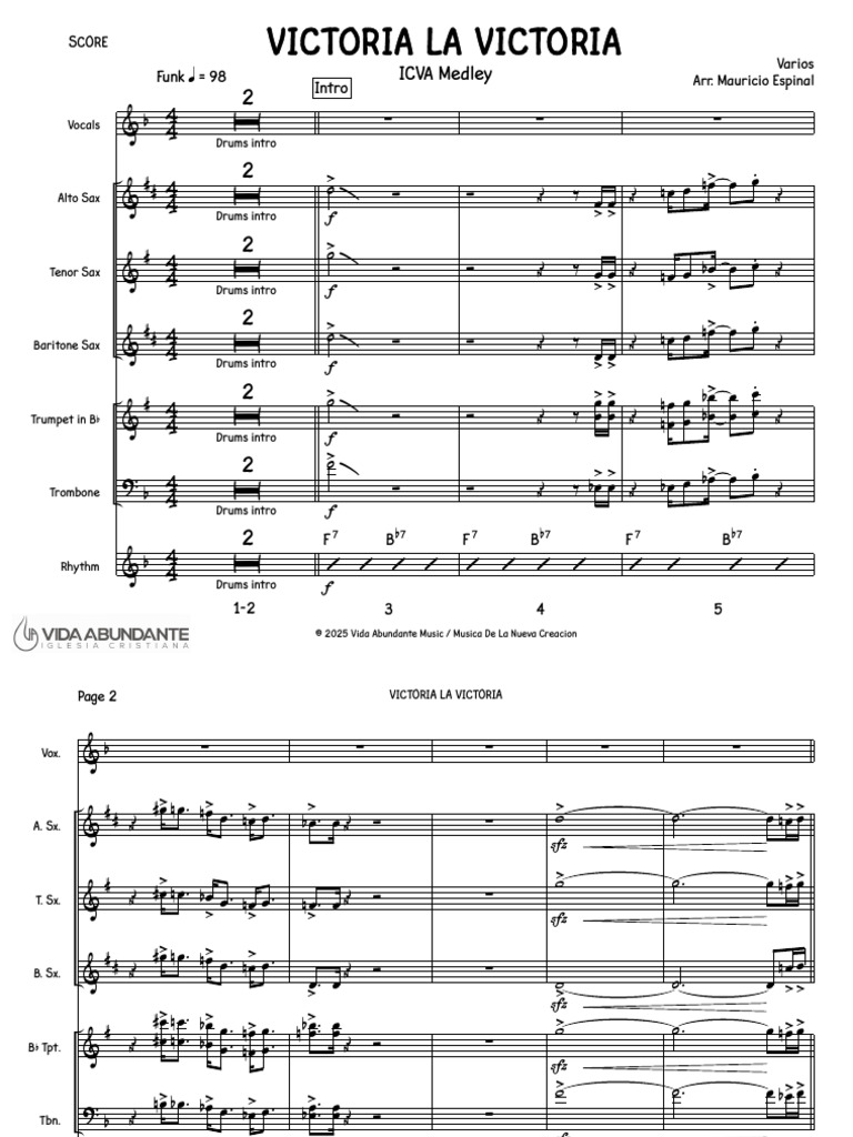 VICTORIA LA VICTORIA (ICVA Medley) - Score | PDF | Pandemic