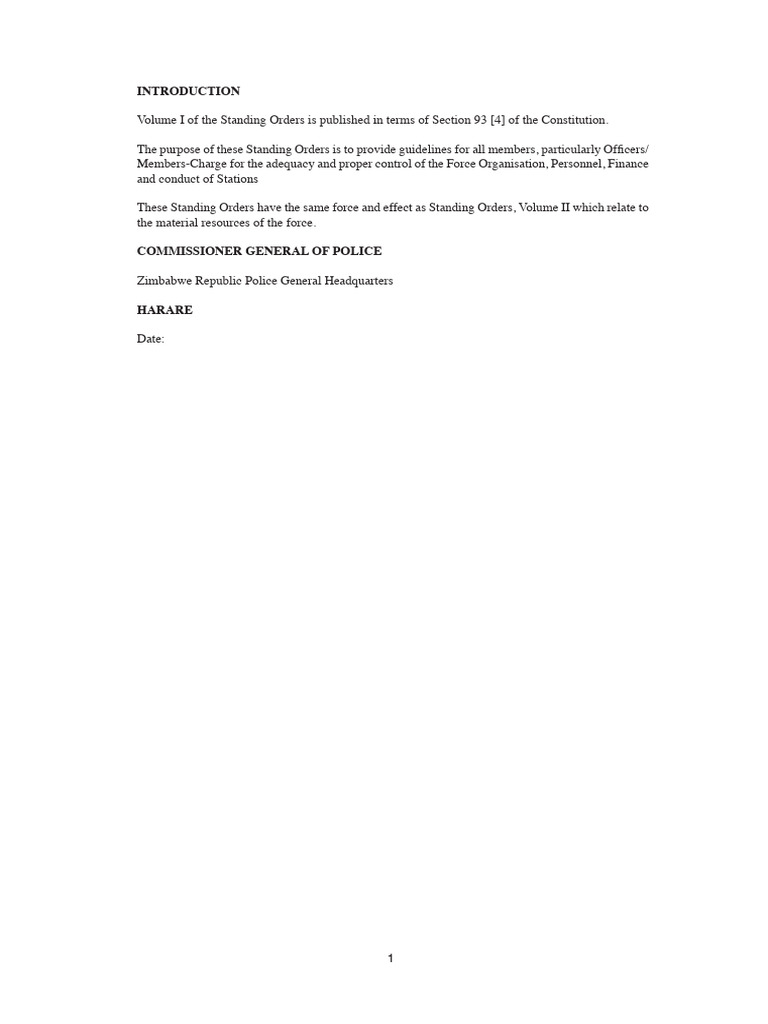 ZRP Standing Orders Volume II Overview | PDF | Staff (Military) | Police